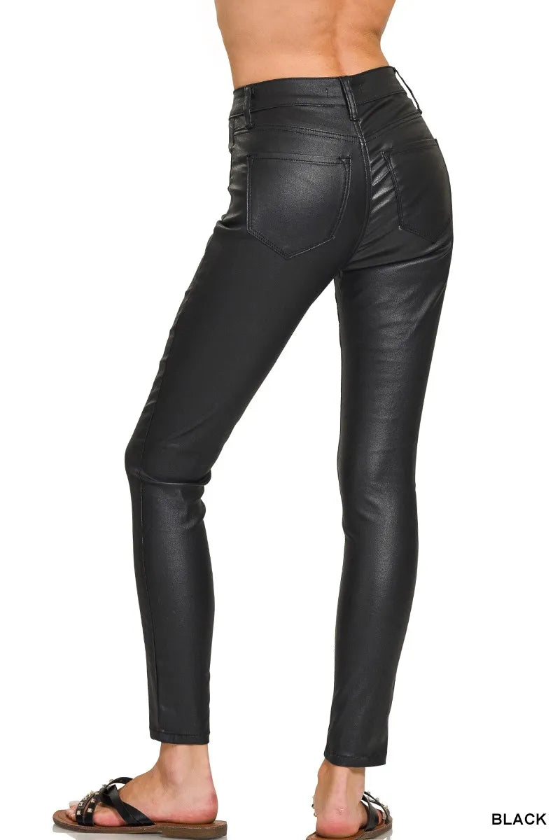 Zenana Skinny Womens Pants Black Faux Leather Stretch Trousers e0a1c38f0fc848b9b363a4070deeddba-Max-Origin Trendsi