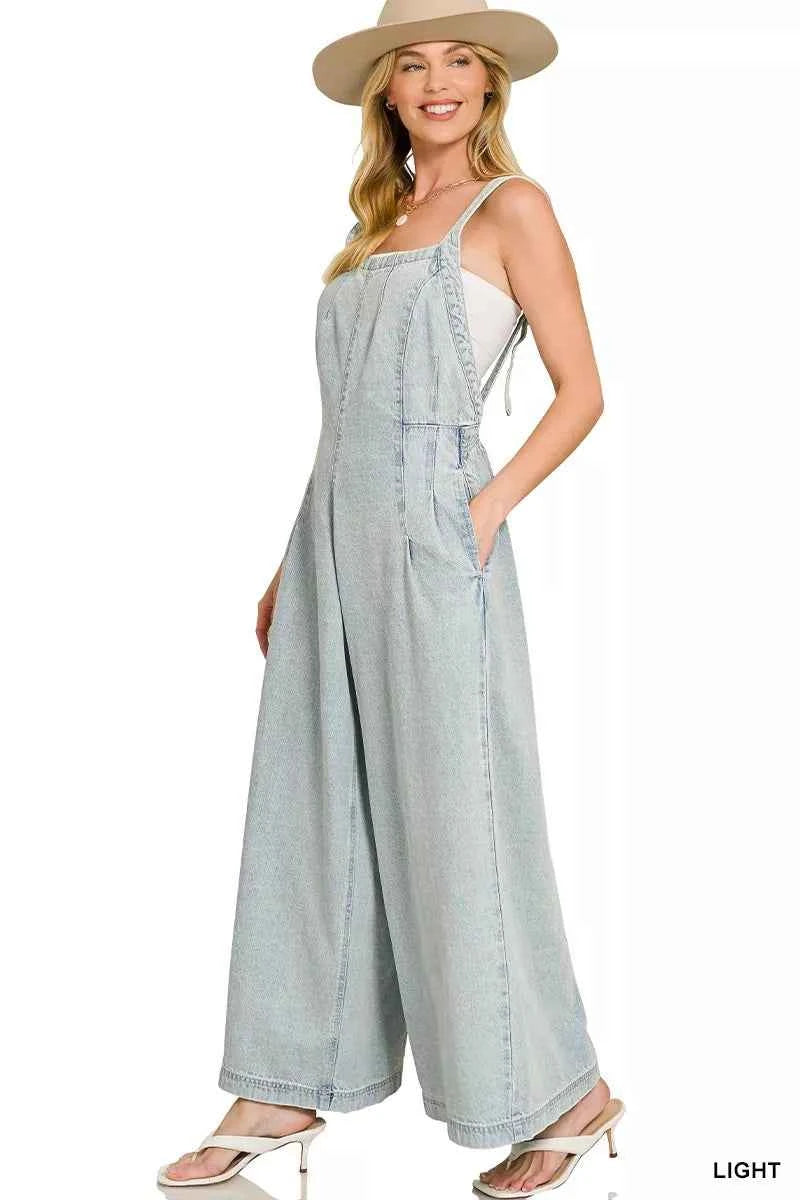 Zenana Denim Overalls Light Washed Wide Leg Cotton Jumpsuit e0abc7483a7f4210bf3b9d9d8c828a5c-Max-Origin Trendsi