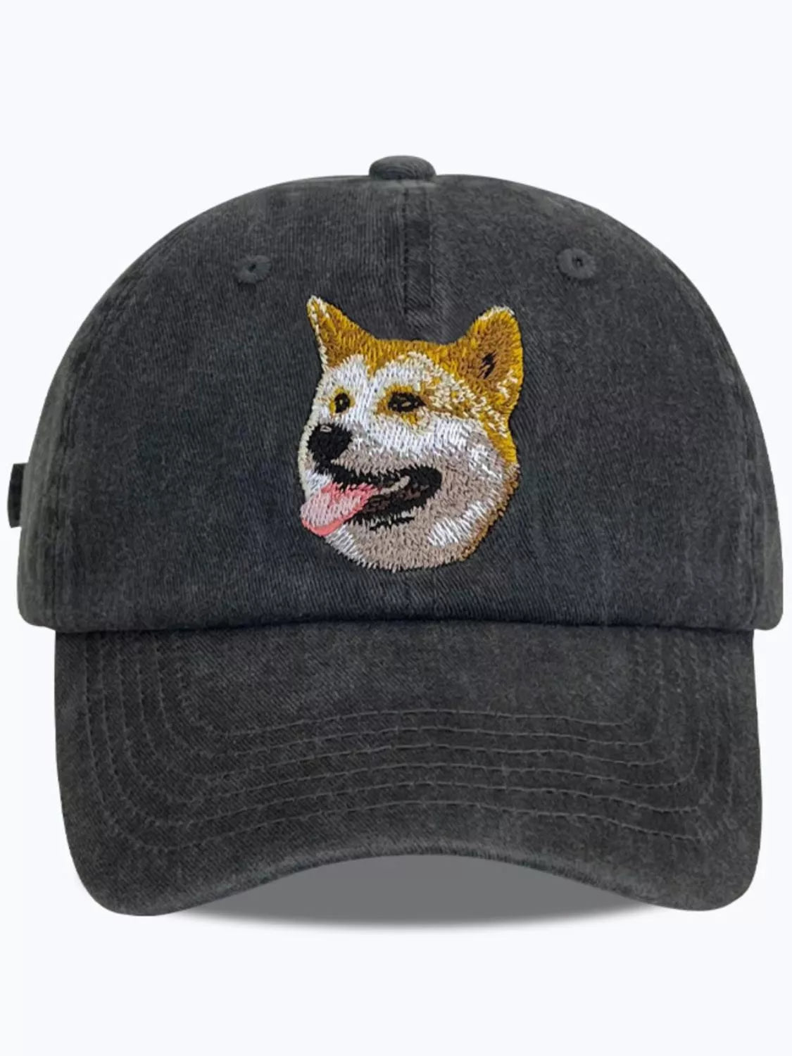 Baseball Cap Washed Denim Black Dog Embroidered Hat Akita One Size e0c0891c-3f50-4116-85cc-944b6e347e5e-Max-Origin Trendsi