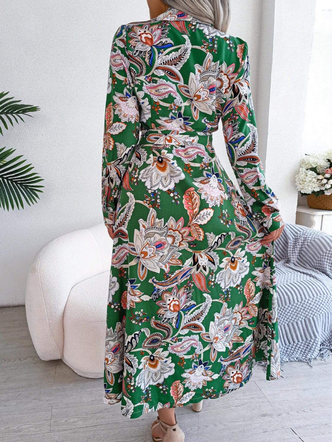 Midi Dress Floral Tied Printed Long Sleeve Shirt Dresses e0d820d6-7ba6-4ac8-b8de-233a13227cb8-Max Trendsi