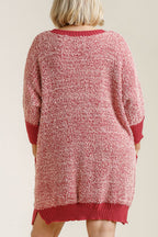 Umgee Sweater Dress Mini Ribbed Hem Round Neck 3/4 Sleeve with Pockets e0e30e8c-5c22-49a4-890d-9e9b6db26f71-Max Trendsi