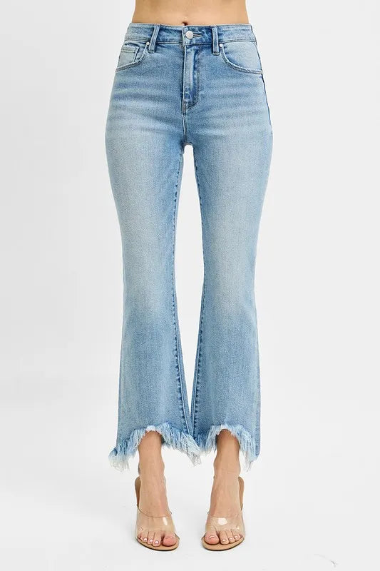 RISEN Jeans Crop Bootcut Fray Hem High Rise Light Blue Denim Pants e0e49b02675845d5834e274a99683563-Max-Origin Trendsi