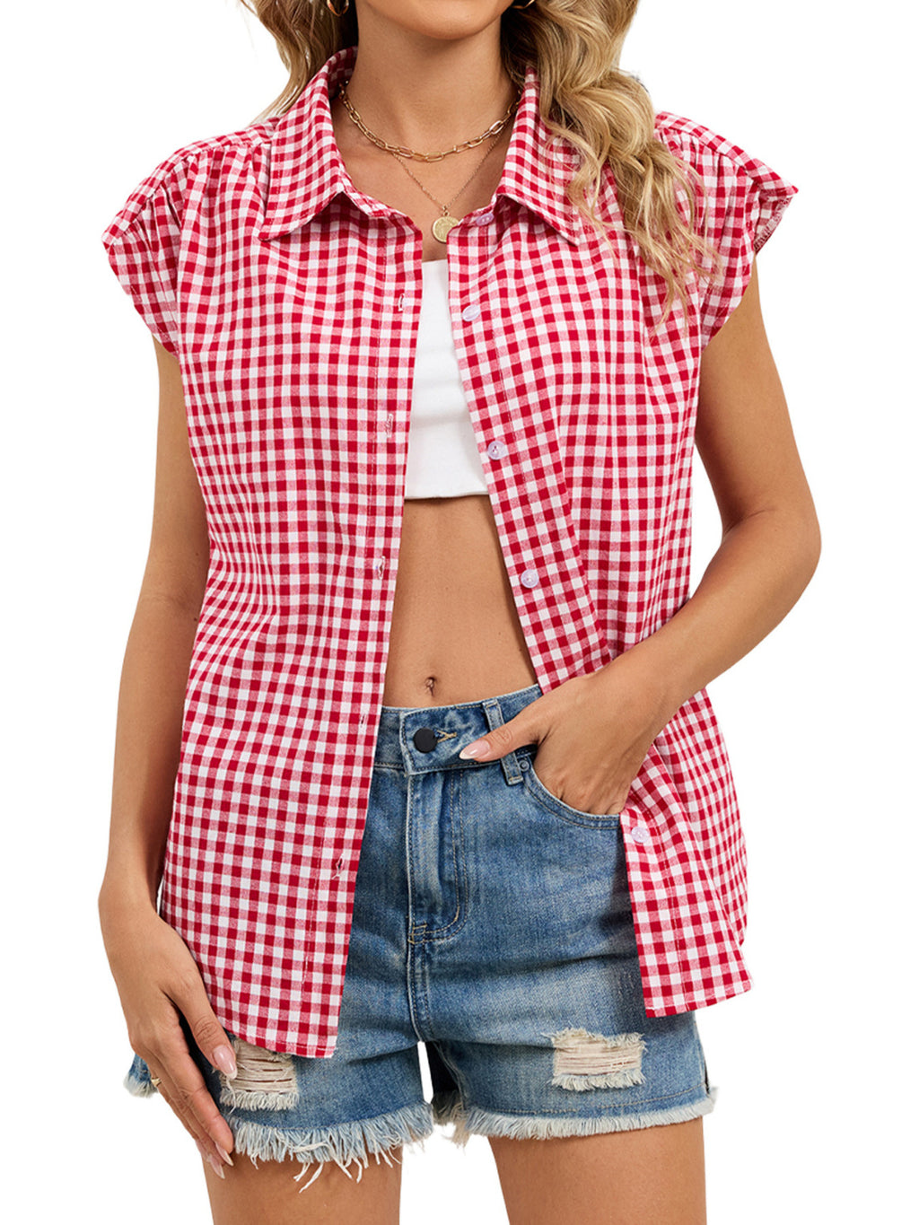 Gingham Button-Down Shirt