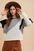 Women's Sweater Annie Wear Color Block Black Combo Long Sleeve Pullover e1026f52-79b6-4184-a72a-b5a42535df80-Max Trendsi