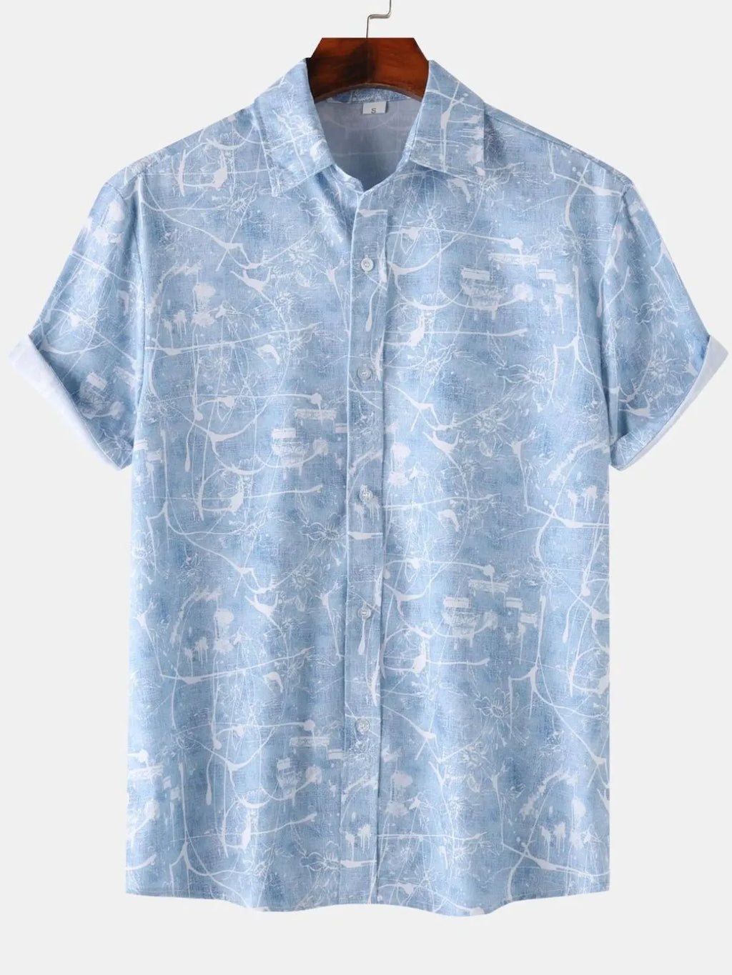 Men's Shirt Abstract Printed Lightweight Short Sleeve Casual Short Sleeve Top Blue e12f7d22-1ae3-49ab-a066-93d54f260916-Max-Origin Trendsi