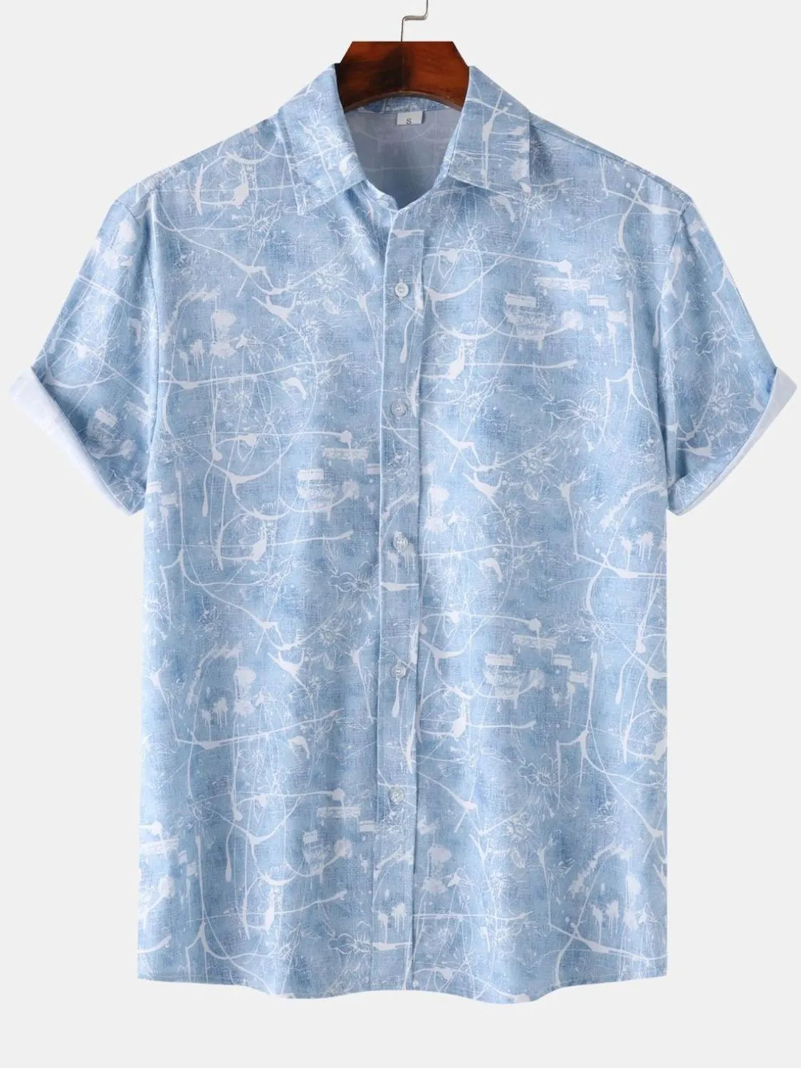 Men's Shirt Abstract Printed Lightweight Short Sleeve Casual Short Sleeve Top Blue e12f7d22-1ae3-49ab-a066-93d54f260916-Max-Origin Trendsi