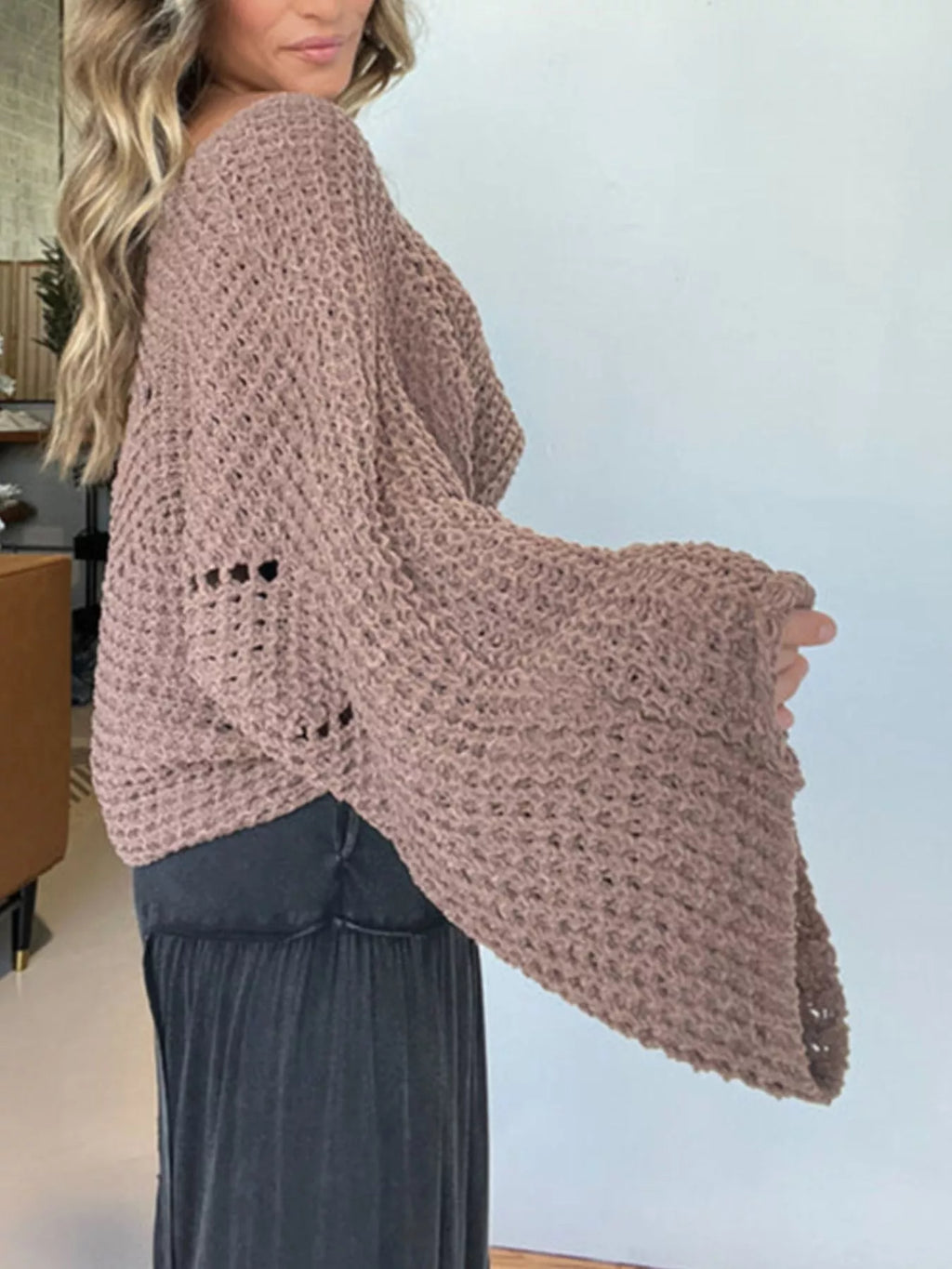 Women's Sweater Openwork Knit Oversized Batwing Long Sleeve e134e66f-41df-4ec8-bba4-414e1b4e1cff-Max-Origin Trendsi