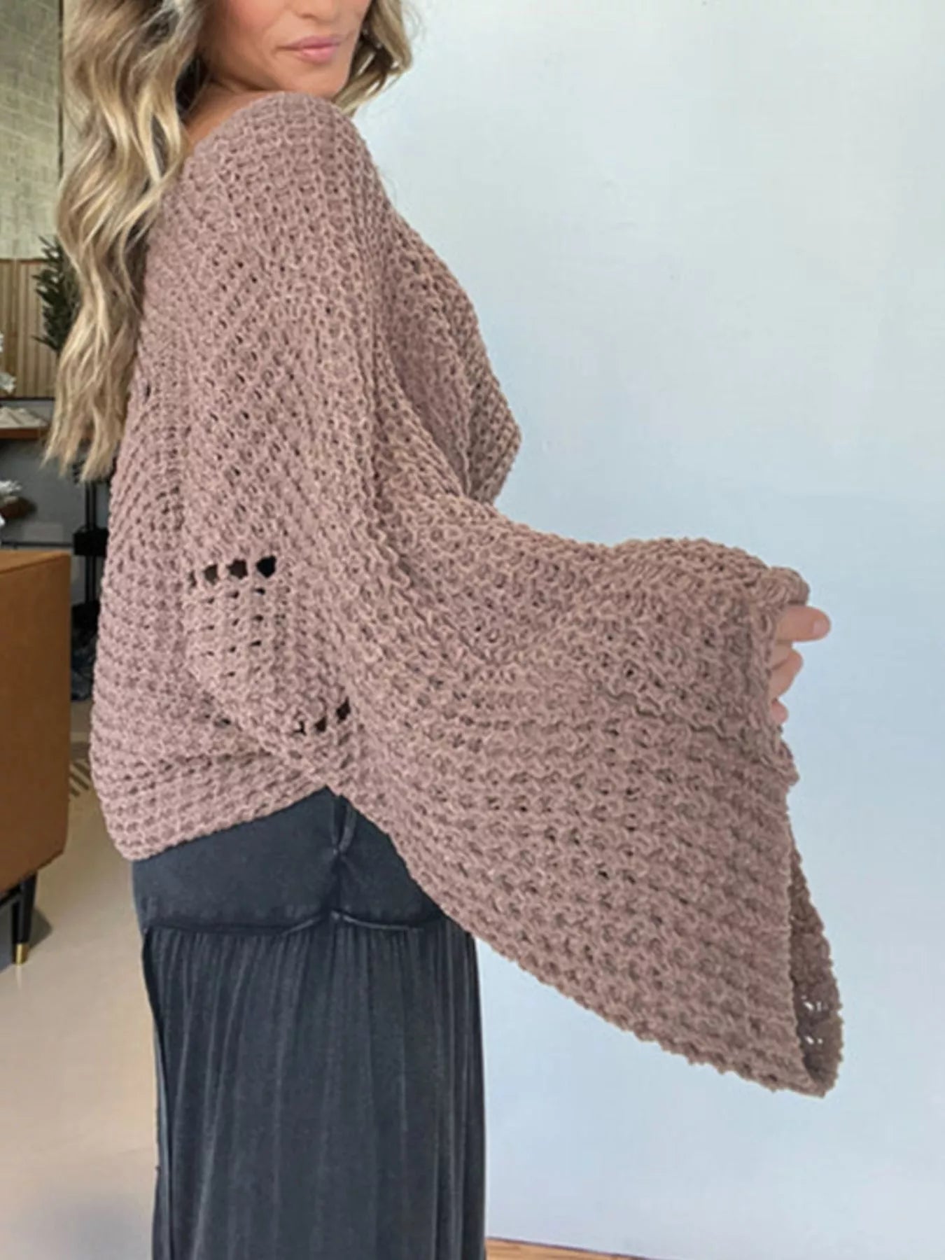 Women's Sweater Openwork Knit Oversized Batwing Long Sleeve e134e66f-41df-4ec8-bba4-414e1b4e1cff-Max-Origin Trendsi