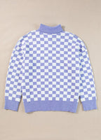 Plus Size Checkered Sweater Collared Neck Long Sleeve Knitwear e13a3953-dc9d-49e3-8ff3-61dc2b943bb1-Max Trendsi