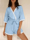 Scalloped Trim Wrap Romper