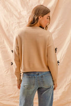 SO ME Womens Sweater Ribbon Bow Applique Soft Knit Pullover e13ed0ecc20c4429b84fd2811eb950d3-Max-Origin Trendsi