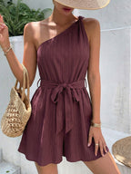 One-Shoulder Romper with Adjustable Tie Waist