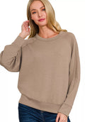 Zenana Womens Sweatshirt Cocoa Scuba Round Neck Long Sleeve Top COCOA e1b5829b99ba43c88dfe050114ecef0a-Max-Origin Trendsi