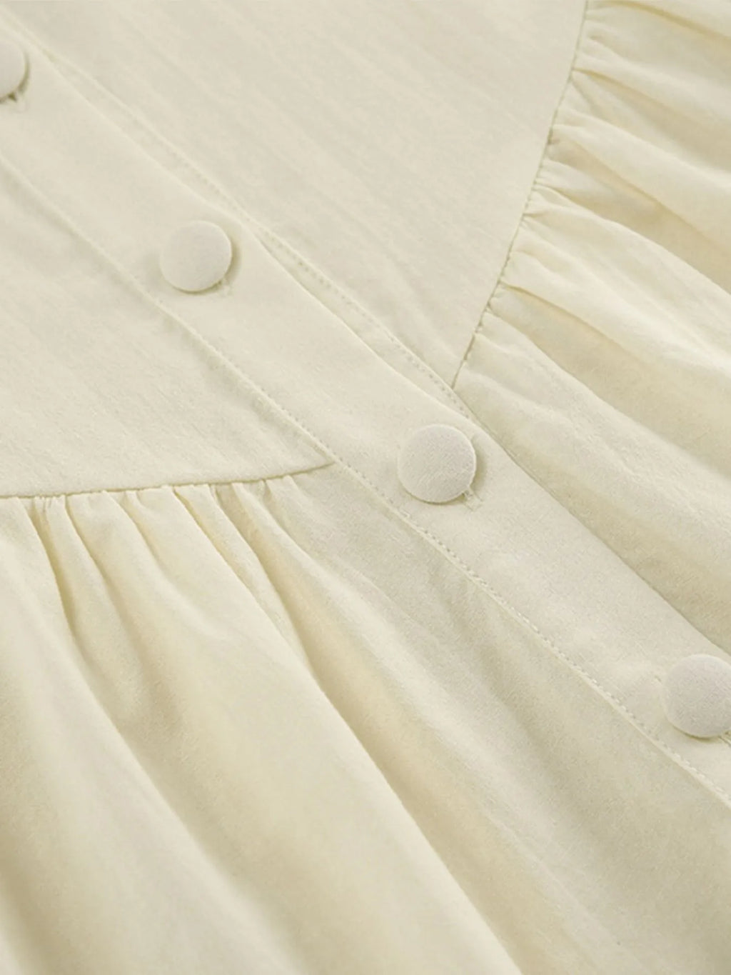 Women's Romper Cotton Button-Front Wide Strap Ruffled Khaki Jumpsuit