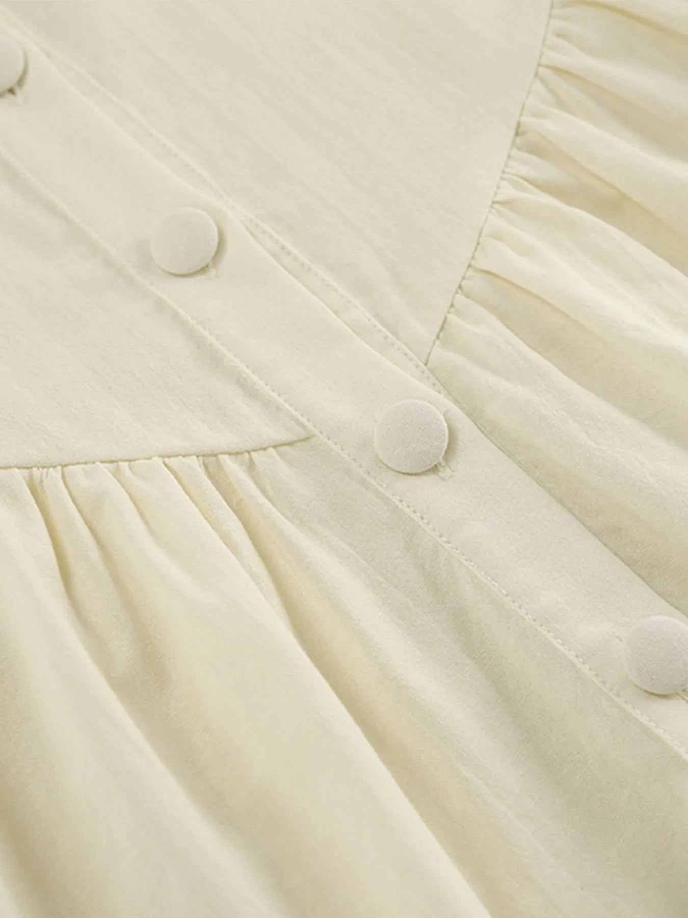 Women's Romper Cotton Button-Front Wide Strap Ruffled Khaki Jumpsuit