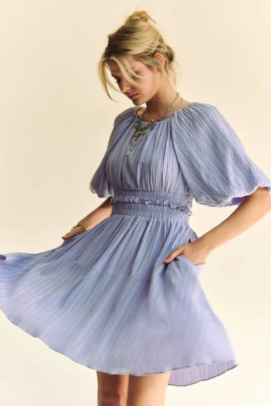 Davi & Dani Mini Dress Lavender Ruffle Puff Sleeve with Back Button e1bfa863f1eb4086bb8899b2f81994e5-Max-Origin Trendsi