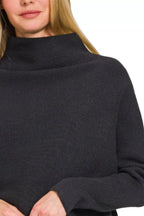 Zenana Womens Viscose Sweater Black Dolman Long Sleeve Mock Neck e21d5806-a313-4896-9992-524a774f031a-Max-Origin Trendsi