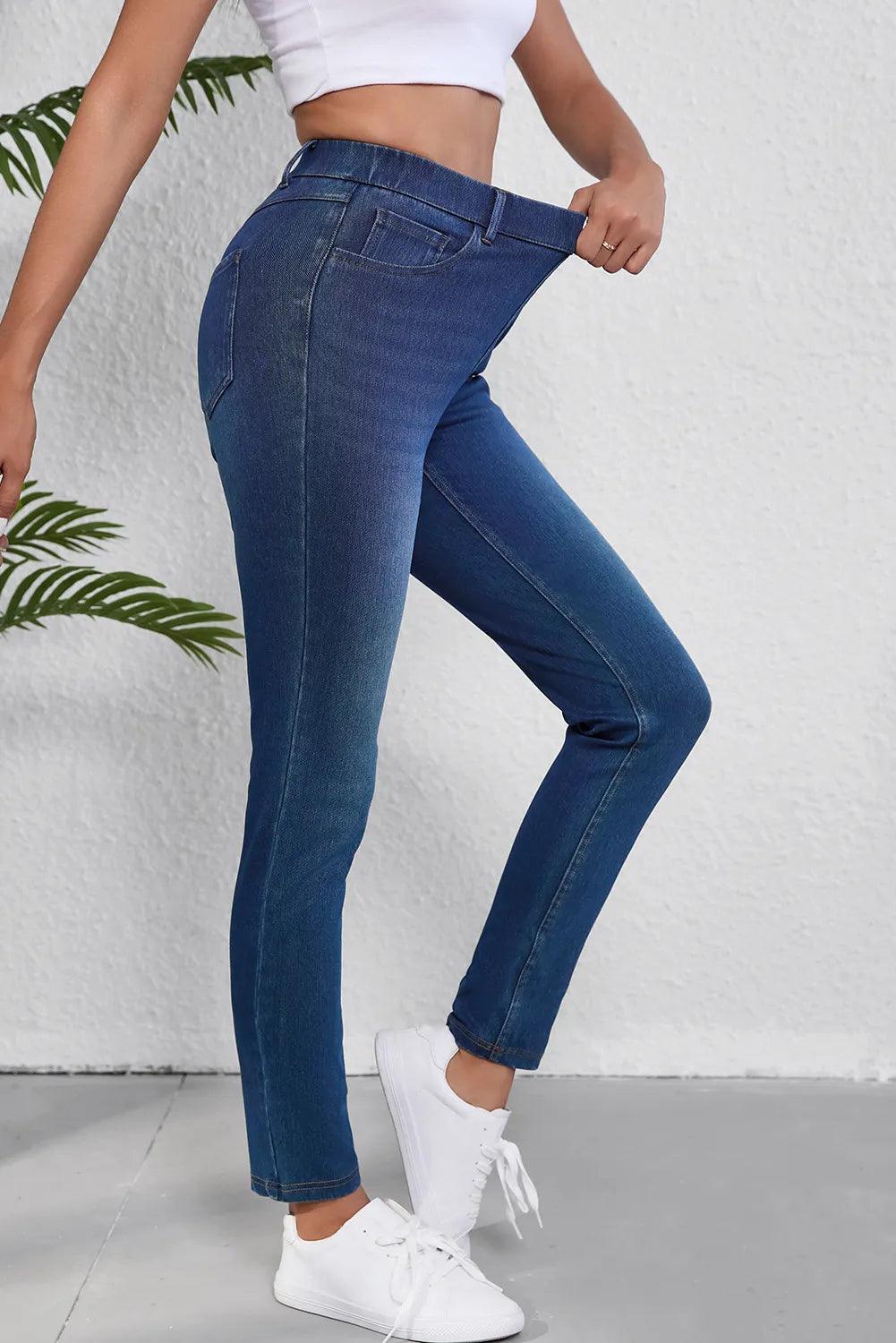 Skinny Jeans High Waist with Pockets Slim Denim Stretch Pants e21f3b8b-7f06-4f02-95da-c655790e3412-Max Trendsi