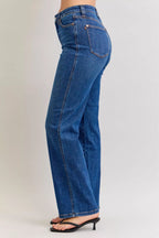 Judy Blue Womens Straight Jeans High Waist Tummy Control Mid Wash Denim e227aaf5-65a4-4e69-9c71-9dc099b84040-Max-Origin Trendsi