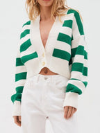 Women Cardigan Striped V Neck Button Down Long Sleeve Soft Acrylic Sweater e2481c90-b561-498f-85a2-eda396b32c6a-Max Trendsi