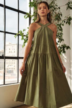 ADORA Midi Dress Crisscross Cotton Wide Strap Drawstring Moss e24d9337-1711-4694-a545-c4711db85af1-Min Trendsi