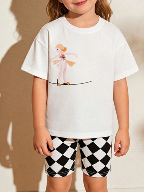 Children's Graphic Tee & Checkerboard Shorts Set