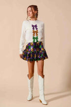 SO ME Sequins Mini Skirt Mardi Gras Checker Ruffled e2becccad0554cf2a347e302d1b9bea4-Max-Origin Trendsi