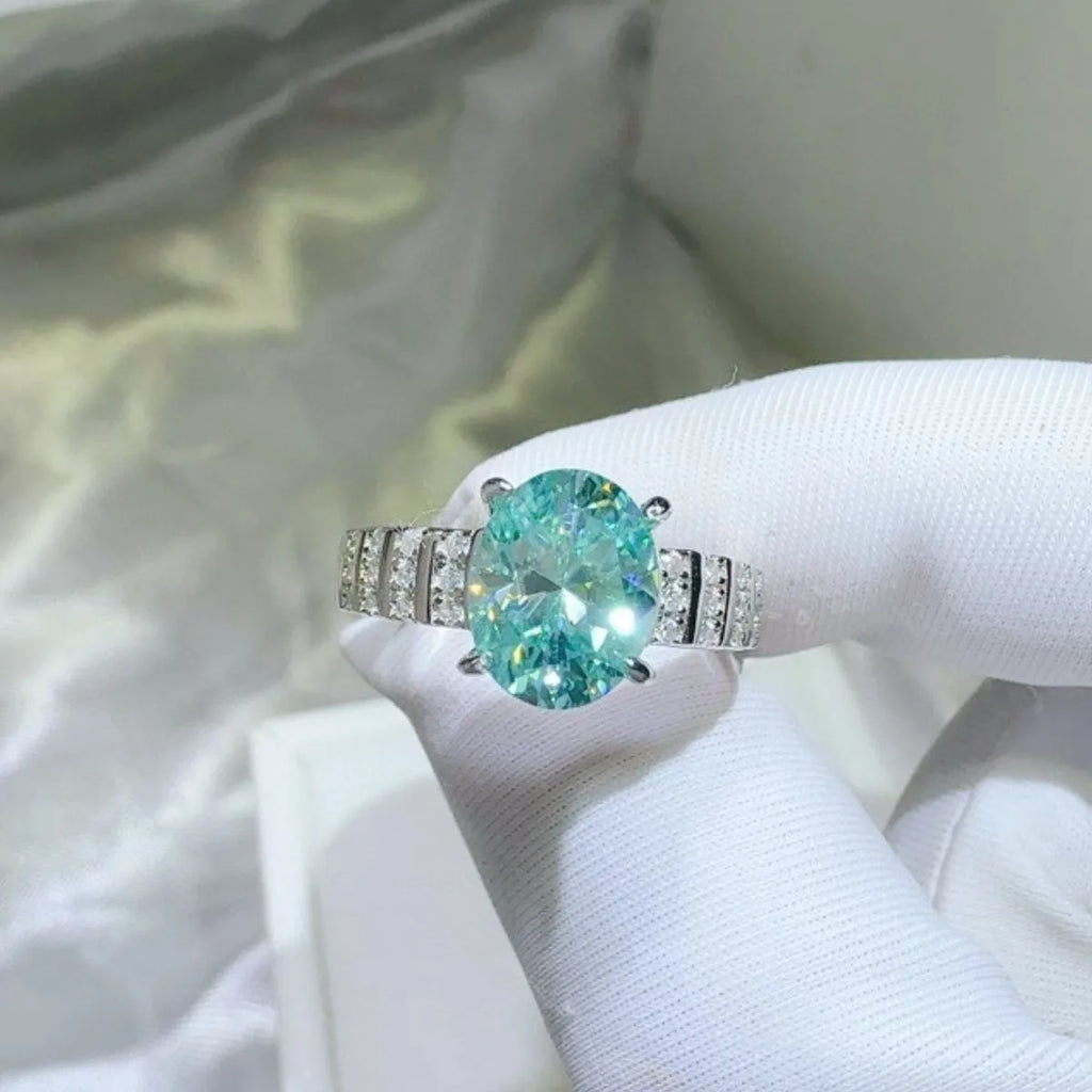 Silver Ring 2 Carat Moissanite Turquoise Stone 925 Sterling Platinum-plated e2bf55af-8276-426c-bc40-bfda8ff3e355-Max-Origin Trendsi