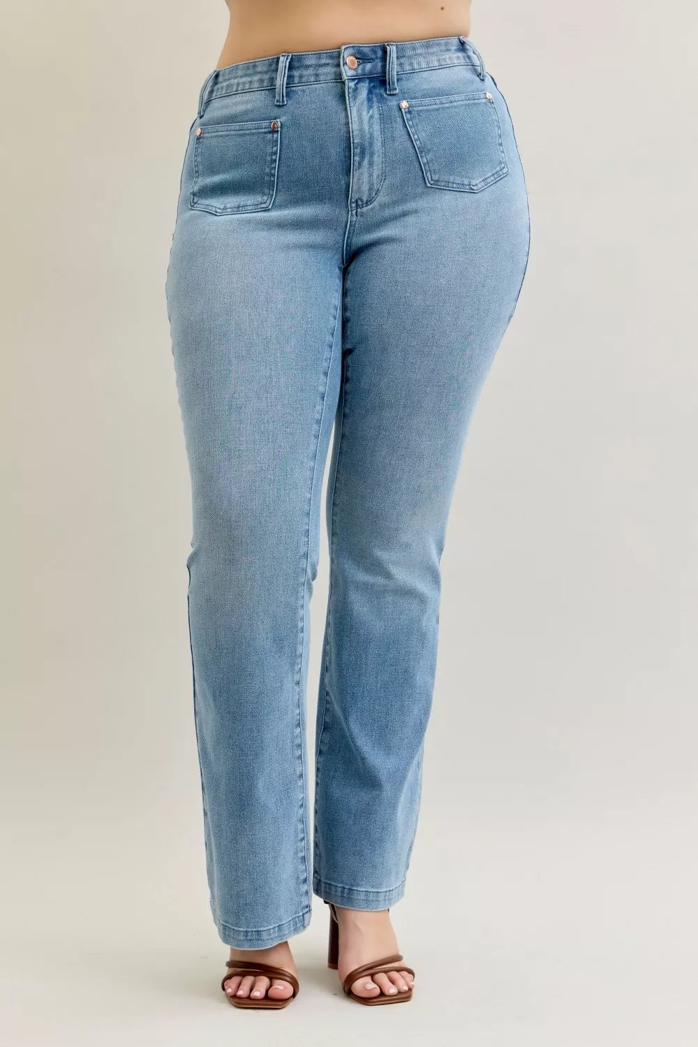 Judy Blue Bootcut Jeans Mid Rise with Contrast Wash & Front Patch Pockets e2df0de8-61a1-4fc1-8f8f-0ec0ff892b5c-Max-Origin Trendsi