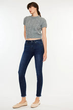 Kancan Women's Jeans High-Rise Slim Fit Raw Hem Ankle Dark Washed e2fbc9f695f64db8aeea409edee6a2e6-Max-Origin Trendsi