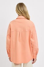 RISEN Denim Shacket Button Down Long Sleeve Watermelon Pink Pocketed e30b6420-784c-489e-ba58-a63a30e6418c-Min Trendsi