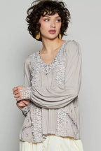 POL Womens Blouse Floral Embroidery Woven Top with Lace Trim e314f30b-0aa3-4710-baef-3cda2fc09d96-Max-Origin Trendsi