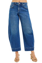 RISEN Crop Barrel Jeans Womens Mid Rise Dark Was Denim Pants DARK e31f9513a95f44a1b1dede9335632258-Max-Origin Trendsi