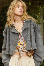 POL Cropped Denim Jacket Dark Gray with Removable Zipper Long Sleeves e33aad46-3b8b-4d52-9d6a-3fbaecbe06ad-Max-Origin Trendsi