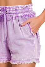 Zenana Shorts Lavender Mineral Frayed Hem Washed Tencel Raw Hem e33c7cf8-67f6-44e8-be8d-a567dbe7125a-Max-Origin Trendsi