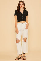Annie Wear Jeans Distressed White Raw Hem Denim Pants e34f0542-67be-42fc-b075-102bc4406e85-Min Trendsi