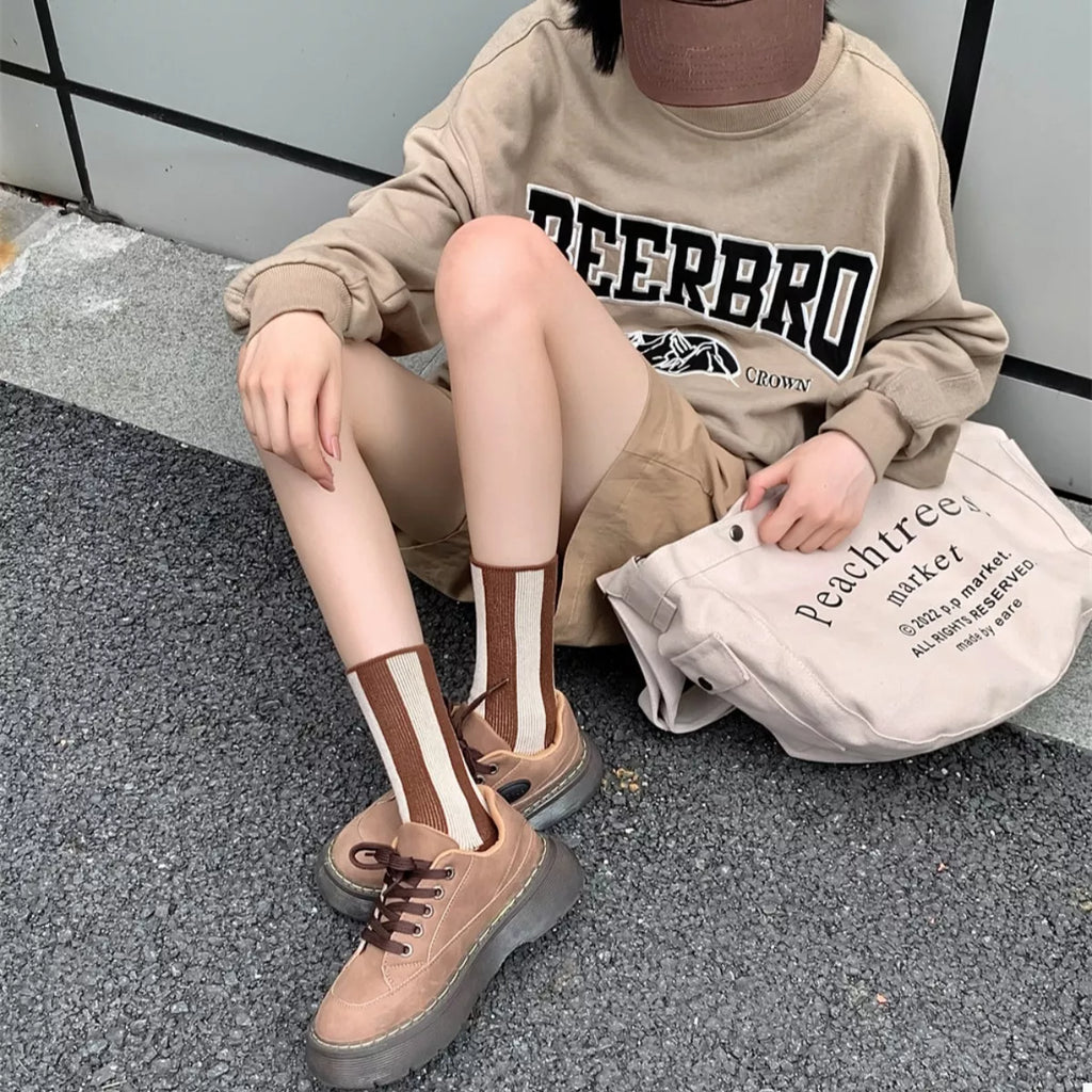 Women's Crew Socks Cotton Contrast Striped Accessories e366b0ad-596a-4cac-8a50-9654e0ecc3a8-Max-Origin Trendsi