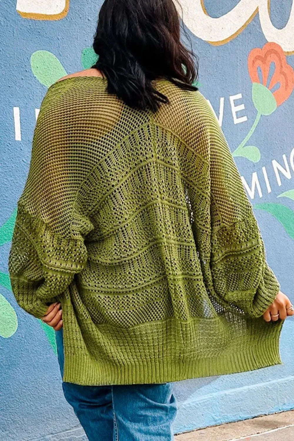 Women's Cardigan Chunky Knit Open Front Matcha Green Oversized e3a78ba5-8e47-479a-b668-0284c6a9c511-Max-Origin Trendsi