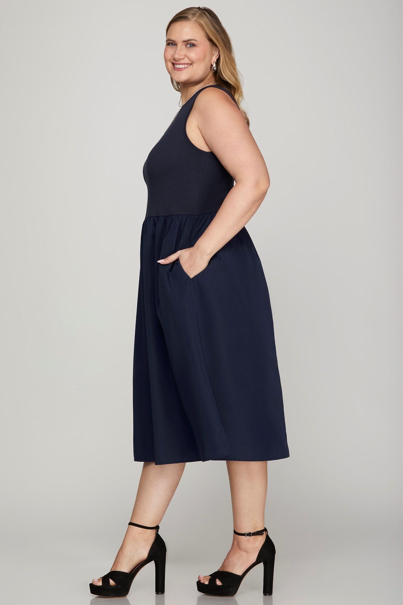 She + Sky Midi Dress Sleeveless Poplin Woven with Pockets S-2XL e3bba2a3-f86e-4881-9daa-80d627ff564a-Max Trendsi