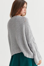 HYFVE Cable Knit Gray Sweater Usa Stock V-Neck Oversized Long Sleeve Pullover e3e320b3-1a61-4c68-a7d9-f3e39a84b6e1-Max Trendsi