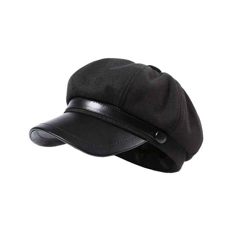 Vintage Octagonal Beret Hat - One Size, Polyester Fiber, Imported