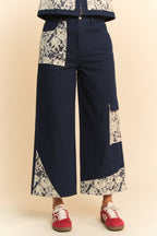 Davi & Dani USA Wide Leg Jeans Lace Applique Dark Blue Women Denim Pants e3e9957b-7b96-4d54-a89b-ca946b1f7cf0-Max Trendsi