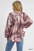 Umgee Blouse Metallic Fabric with Balloon Long Sleeves Oversized Top e3ef20ca-4a37-4fb7-a985-f9c5353e092b-Max-Origin Trendsi
