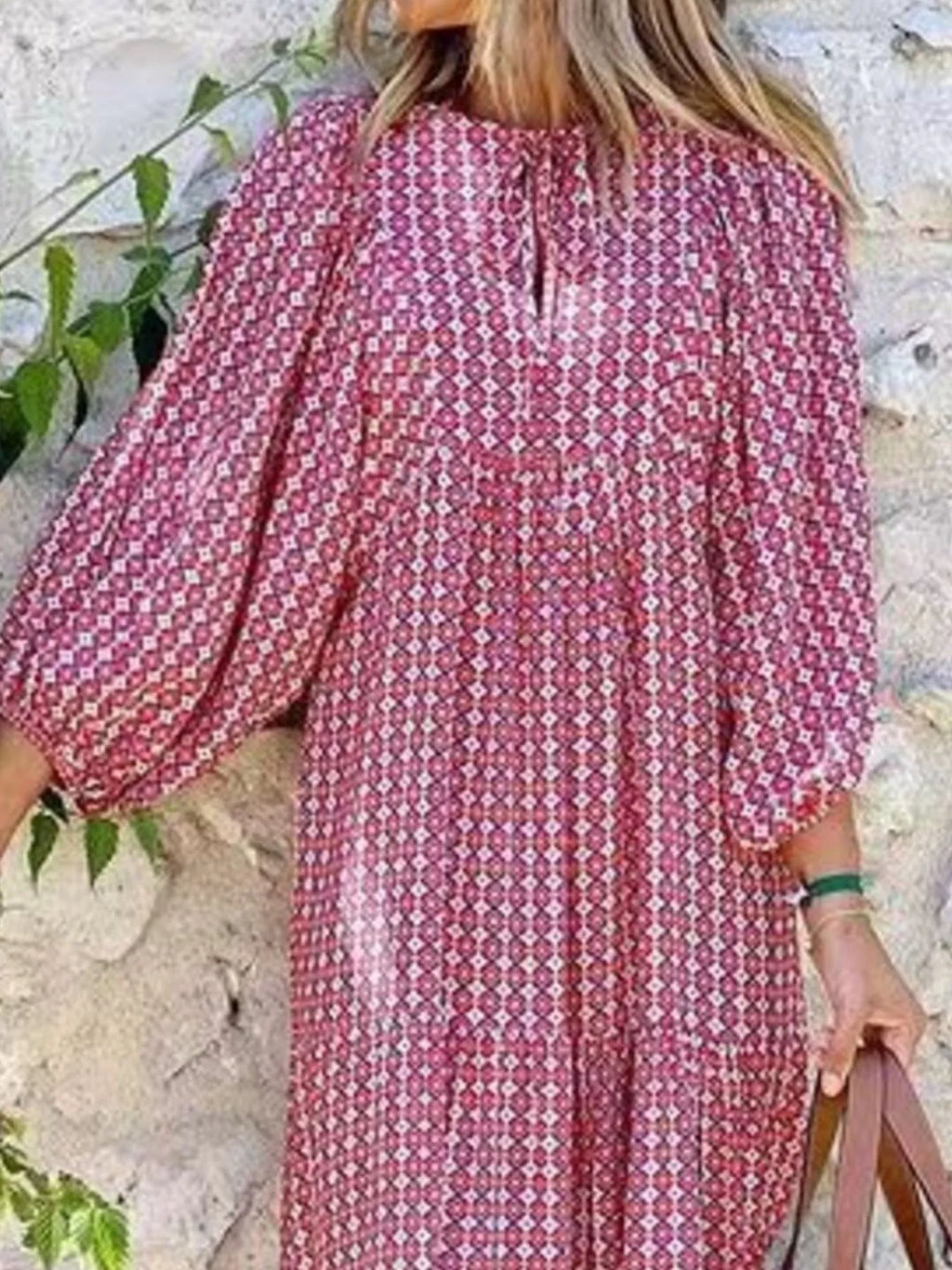 Maxi Dresses Colorful Printed V-Neck Balloon Short Sleeve Ruffled Oversized e3f888fc-efe0-40b1-8337-540785a3c5f2-Max-Origin Trendsi