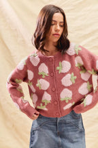 SO ME Womens Cardigan Strawberry Fruit All Over Button Sweater e425d033c2cb45a896ac580e15bbca8d-Max-Origin Trendsi