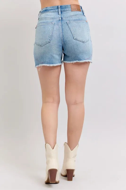 Judy Blue Denim Shorts High Waist Western Embroidery Detail Cut Off e429ec19d53e4d0192aa9a514178986c-Max-Origin Trendsi