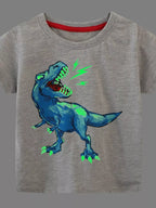 Boy's T-Shirt Children's Gray Cotton Dinosaur Graphic Short Sleeve Top e43b757e-9fe6-4b9f-ab39-50f0a8060e05-Max-Origin Trendsi