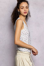 POL Floral V-Neck Tank Top Pure Water Ruched with Lace Detail Sleevless e45c8823-4c01-4171-9a92-a0fce389c518-Max-Origin Trendsi