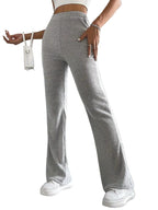 Ribbed Knit High-Waist Flare Pants