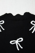 Women's Sweater Black Bow Side Ties Scalloped Hem Cap Sleeve e46243d6-d152-4324-b7d8-5bcfc1b01db6-Max-Origin Trendsi